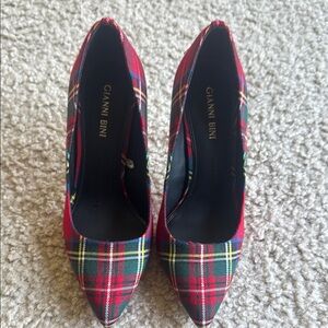 Gianni Bini Red and Green Plaid Heels